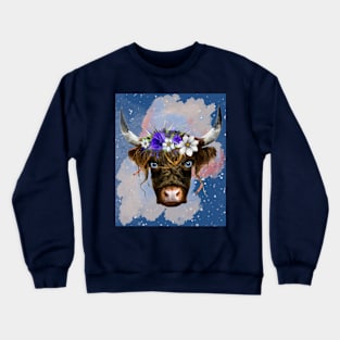 Highland Cow Cattle Artwork Crewneck Sweatshirt